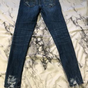 Distressed stretch denim